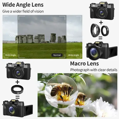 كاميرا تصوير رقمية 56 ميجابكسل 4K WIFI كاميرا ويب كلاسيكية مسجل فيديو مدونة فيديو يوتيوب 16X كاميرا زووم رقمية 3 بوصة شاشة قلابة