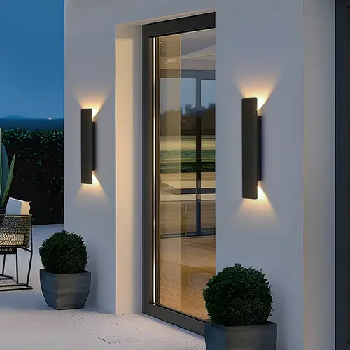 في الهواء الطلق مصابيح الحائط للماء قطاع أضواء الجدار الألومنيوم 18 واط LED الأسود الجدار مصباح غرفة نوم تركيبات الإضاءة الخارجية في الهواء الطلق