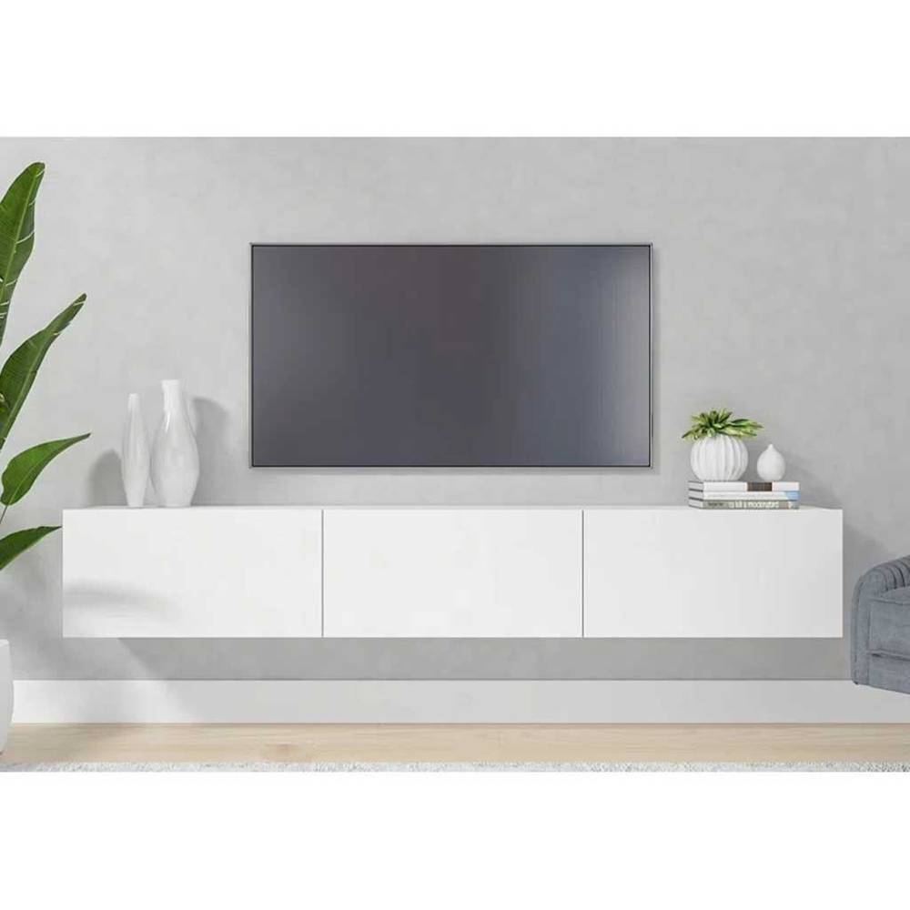 طاولة تلفاز ام دي اف أبيض - 180×30×30 سم