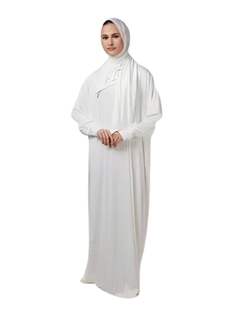 إسدال للصلاة ساده مزود بحجاب متصل به