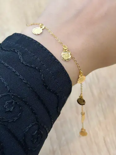 انسيال ذهب عيار21/ سوار ناعم جنيهات صغيرة 
