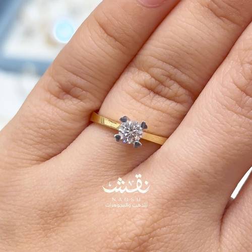 دبلة / خاتم سوليتير القلوب - ذهب عيار18
