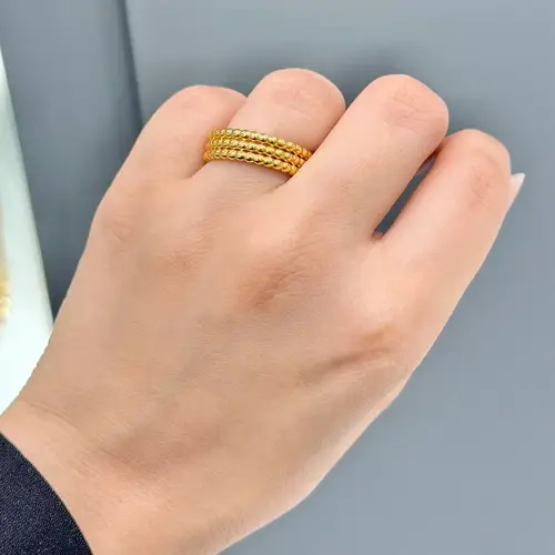 دبلة / خاتم ذهب عيار21 البابلز عريض 3 أدوار 