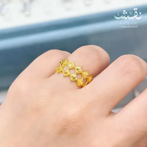 دبلة ذهب عيار21 تصميم معينات دورين 