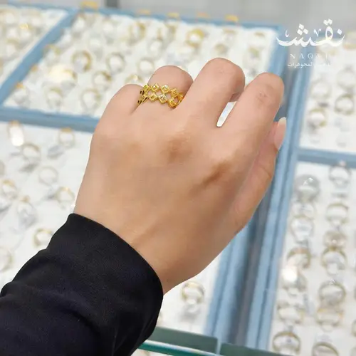 دبلة ذهب عيار21 تصميم معينات دورين 