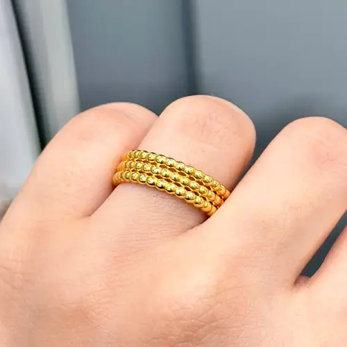 دبلة / خاتم ذهب عيار21 البابلز عريض 3 أدوار 