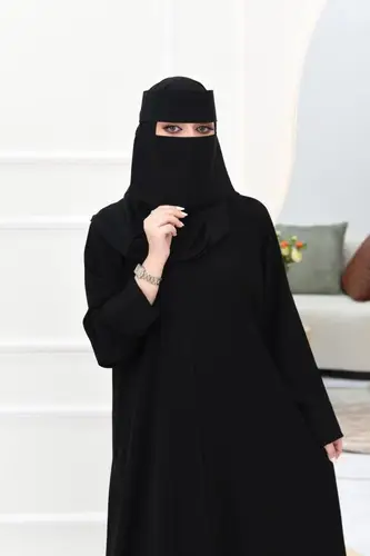عباية سادة كم مقلوب وياقة مستديرة