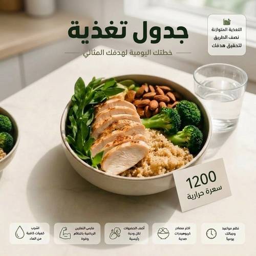 جدول غذائي 1200 سعرة حرارية 