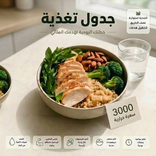 جدول تغذية 3000 سعرة حرارية 