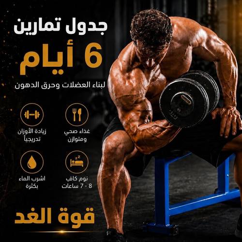 جدول تمارين 6 ايام 