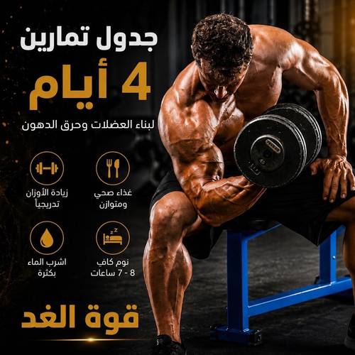 جدول تمارين 4 ايام 