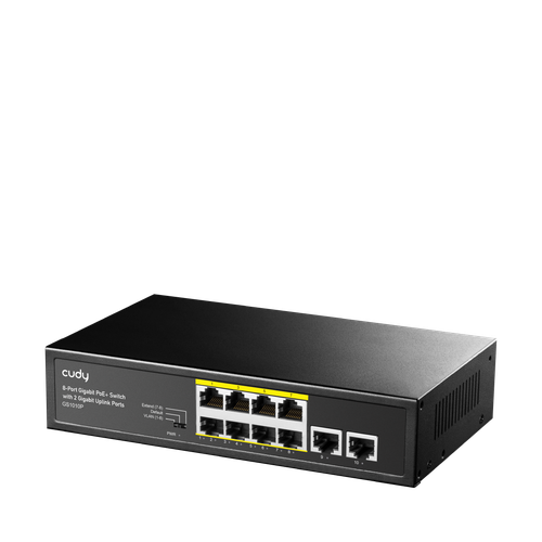 سويتش كودي PoE 10 جيجابت إيثرنت يثبت على الرف مع مصدر طاقة بقوة 120 وات ونظام تبريد صامت
