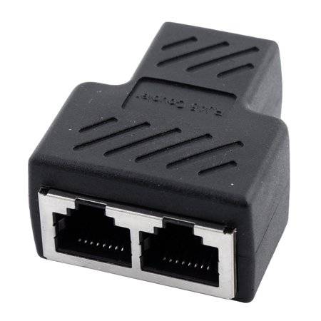 مقسم من واحد الى اثنين انثى RJ45 اسود اللون