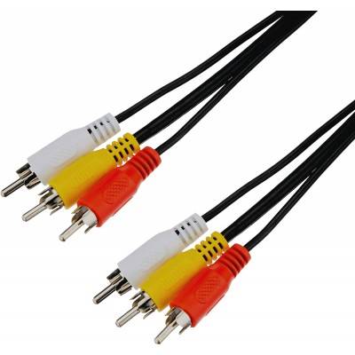 3RCA-3RCA Audio and Video Cable (3m) for High-Quality AV Connectivity