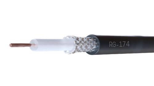 Durable and flexible RG174 cable per meter with excellent shielding.
