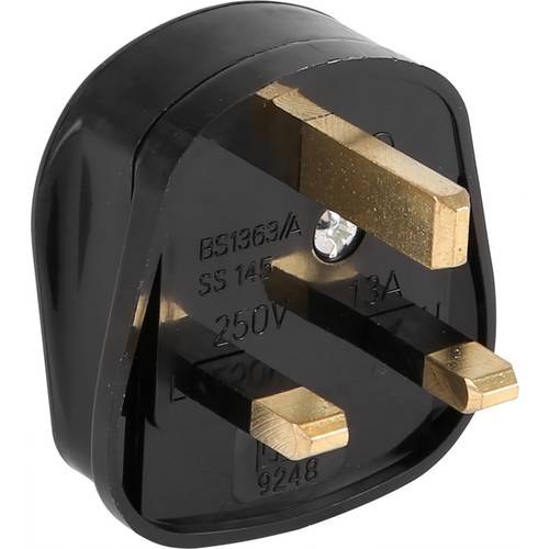 3 pin Plug with Cord Grip Black Plug