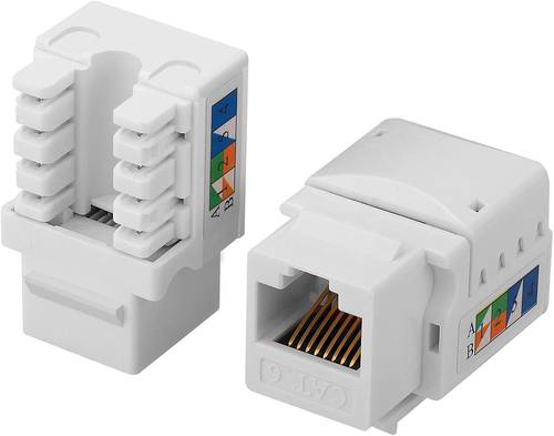Cat6 Keystone Jack - Cat6 RJ45 90 Degree Module Connector Network Coupler Ethernet Wall Plate Jacks