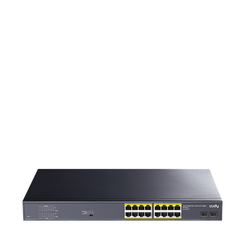  Cudy Switch rack-mounted 16-GbE, 2-SFP PoE switch with a 200W power supply and a silent cooling system