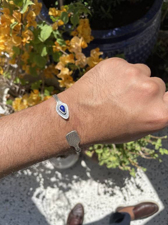 Lapis Lazuli Silver Bangle 