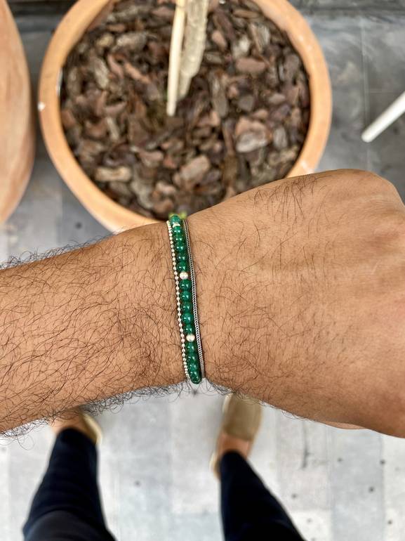 Triple Layers Green Agate Bracelet 