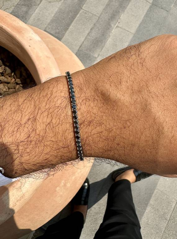 Black Onyx Silver Tennis Bracelet