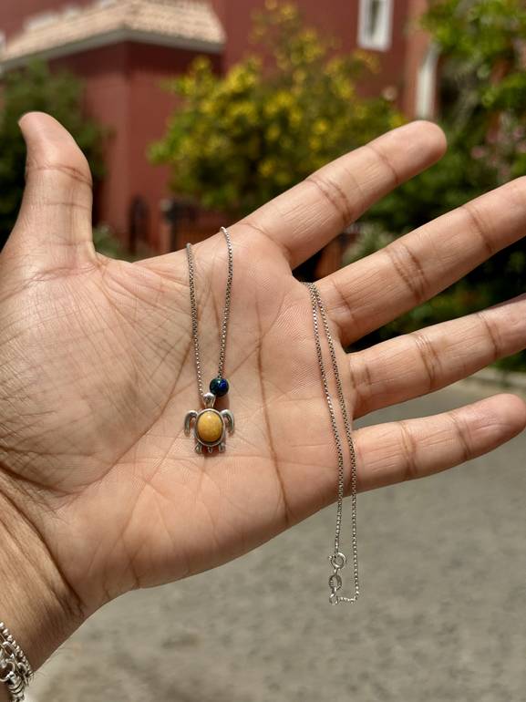 Yellow Opal Turtle Necklace 