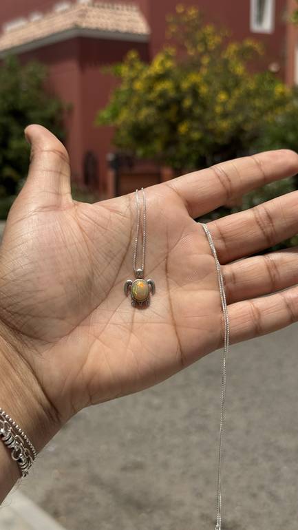 White Opal Turtle Necklace