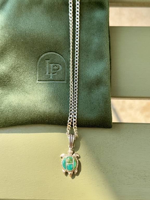 Blueish green Turtle Necklace