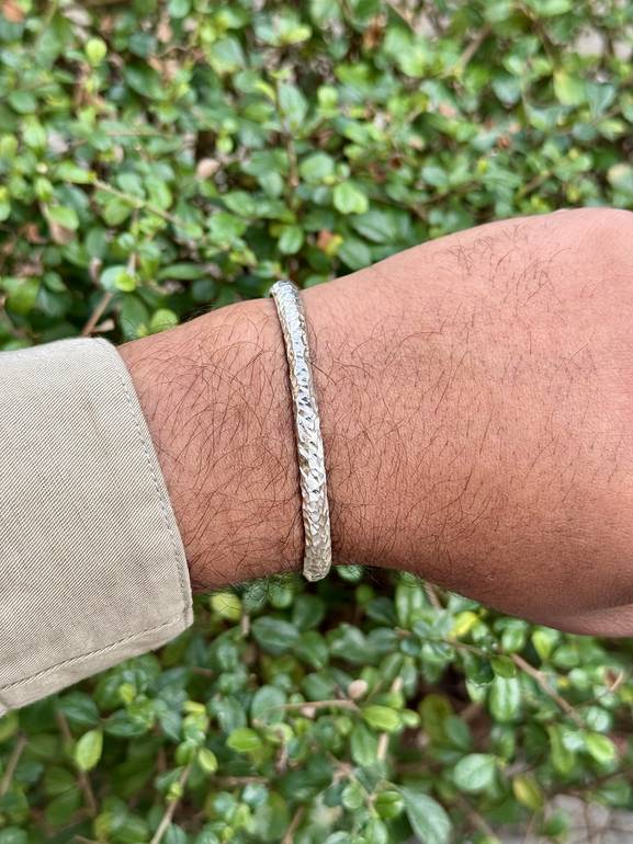 Silver Repousse  Bangle 