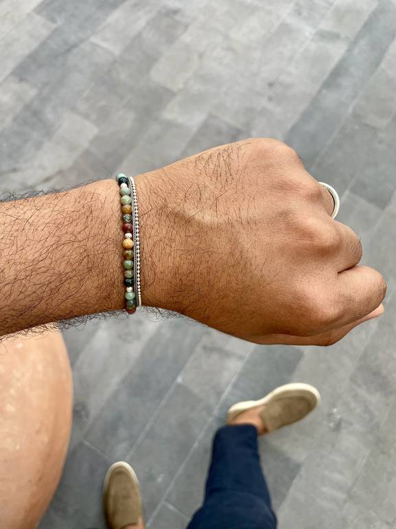 Triple Layers Mousse Agate Bracelet