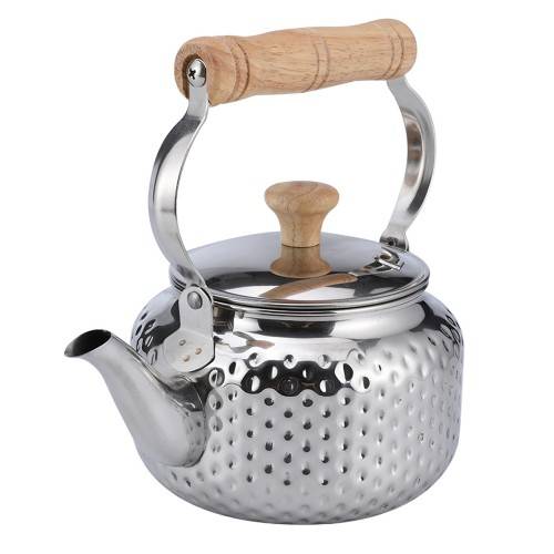 ابريق شاي شاهي حب الرمان استيل مقبض خشب 1.6 لتر