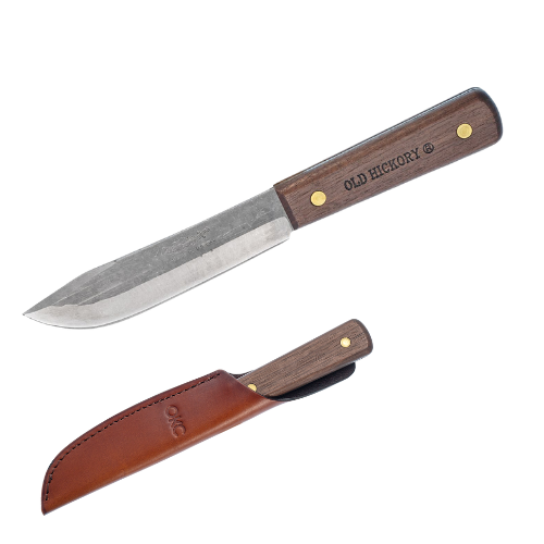 سكين Old Hickory Hunting Knife 5 إنش – مع جراب وكربون ستيل مطروق