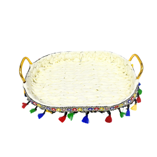 صينية خوص بيضاوي