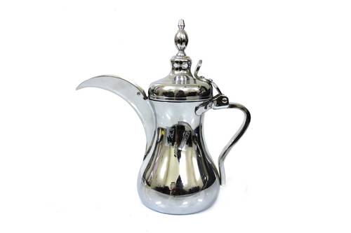 دلة العساف كروم الاصلية من الاستيل الثقيل لون فضي مقاس 32