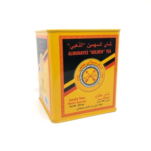 شاي المنيس اسود علبة معدنية ذهبي - خشن 400 جرام