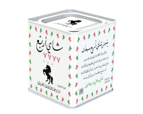 شاي اربع 7777 اسود علبة معدنية مربعة - خشن 250 جرام