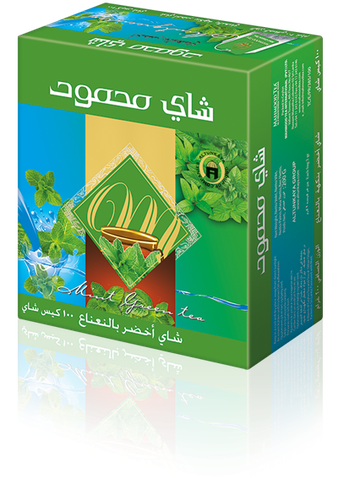 شاي محمود اخضر بالنعناع ظروف 100 كيس
