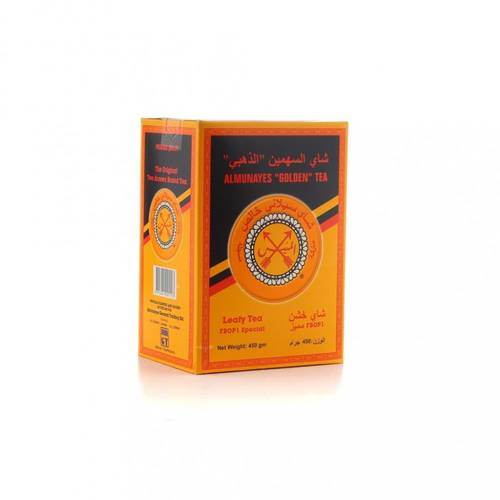 شاي المنيس اسود علبة كرتون ذهبي - خشن 450 جرام