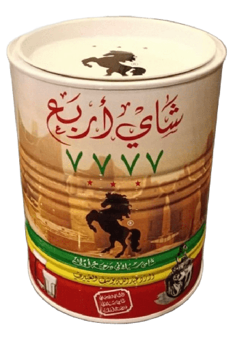 شاي اربع 7777 اسود علبة معدنية مدورة - خشن 250 جرام