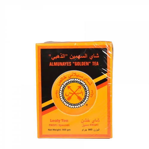 شاي المنيس اسود علبة كرتون ذهبي - خشن 900 جرام