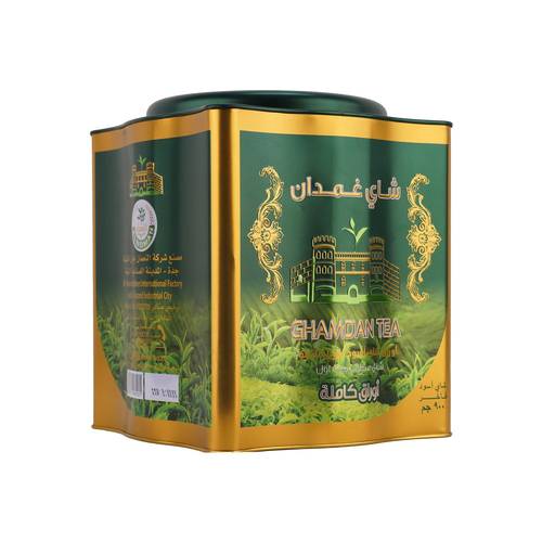 شاي غمدان اسود علبة معدنية - ورقة كاملة 900 جرام