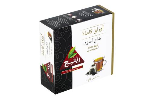 شاي ربيع اسود الأوراق الكاملة ظروف 75 كيس