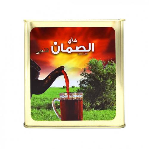 شاي الصمان اسود سيلاني ذهبي علبة معدنية مربعة - ورقة كاملة 360 جرام