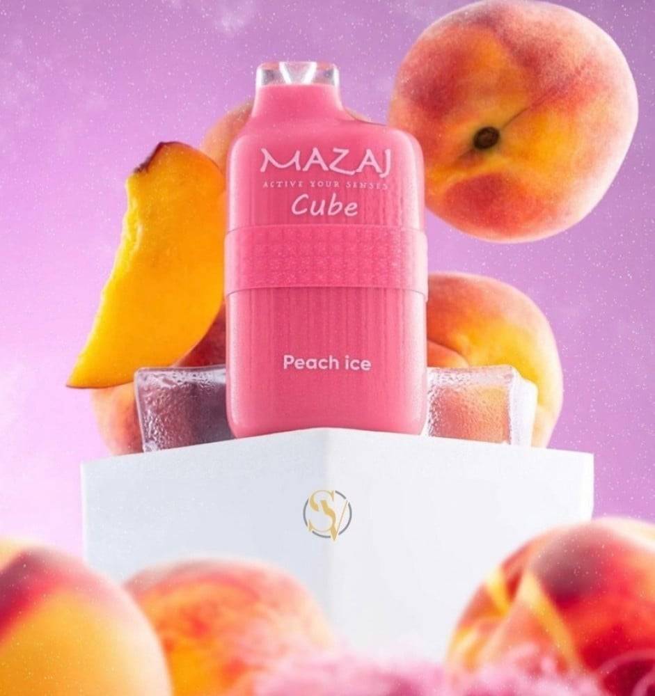 سحبة مزاج كوبي خوخ ايس 6000 بف MAZAJ CUBE PEACH ICE