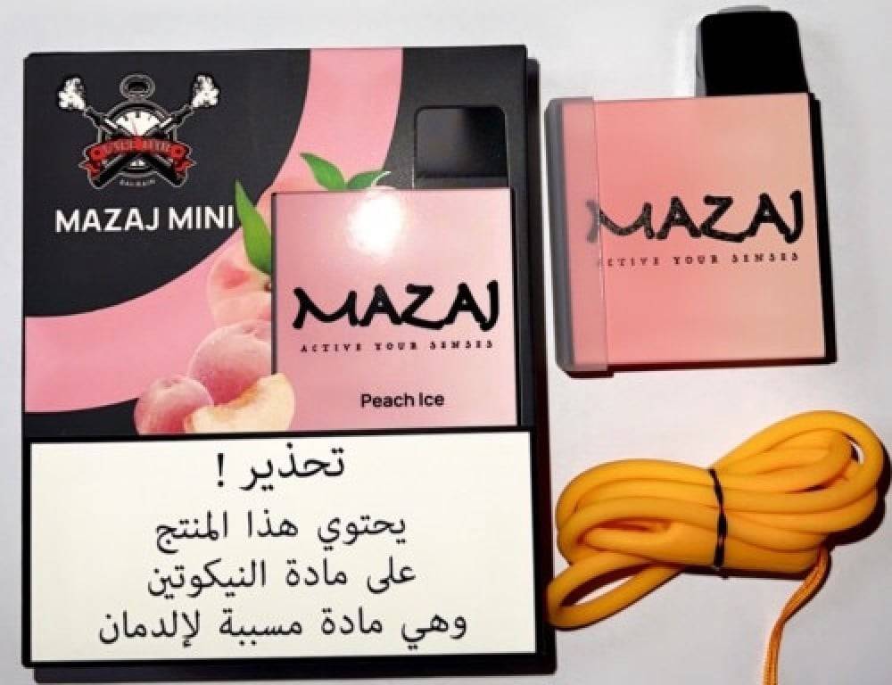سحبة جاهزة مزاج ميني خوخ ايس 900 موشة NEW MAZAJ MINI DISPOSABLE PEACH ICE 900 PUFF