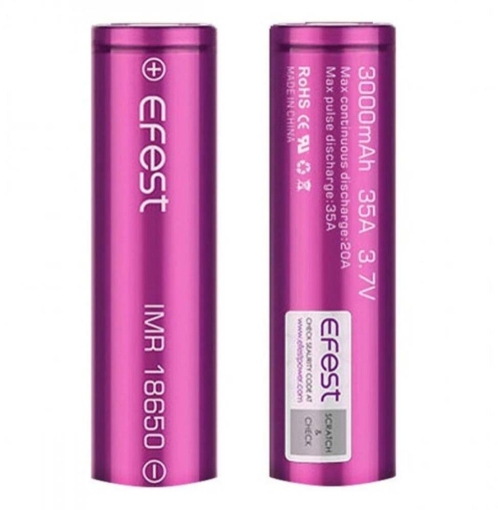 بطارية شيشة الكترونية بطارية ايفست EFEST IMR 18650 battery 3000mAh 35A- Efest IMR 18650 battery 3000mAh 35A بطارية وحده
