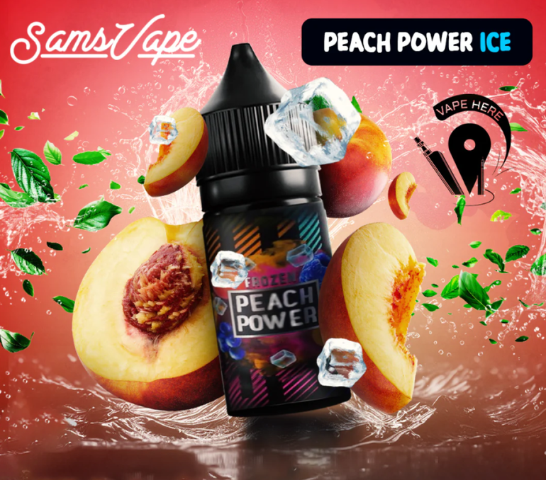 نكهة سولت خوخ ايس من سامز فيب Peach Power Frozen Sams Vape Salt