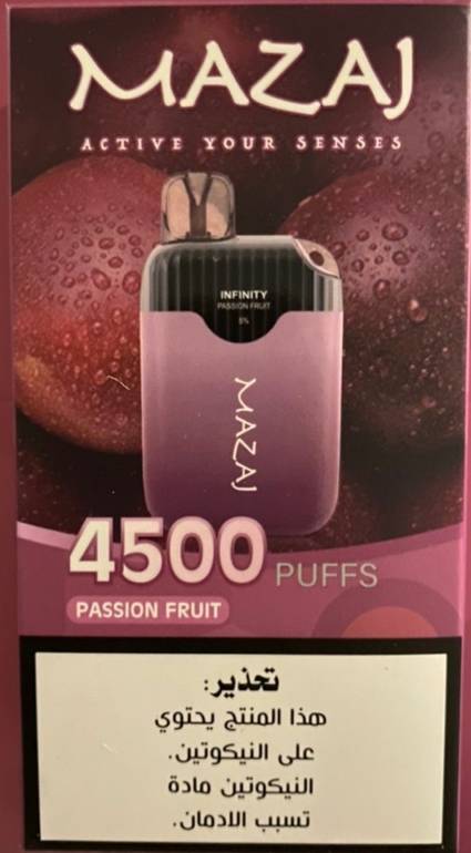 سحبة مزاج انفينيتي 4500 موشة باشن فروت Mazaj Infinity 4500 Puff passion fruit