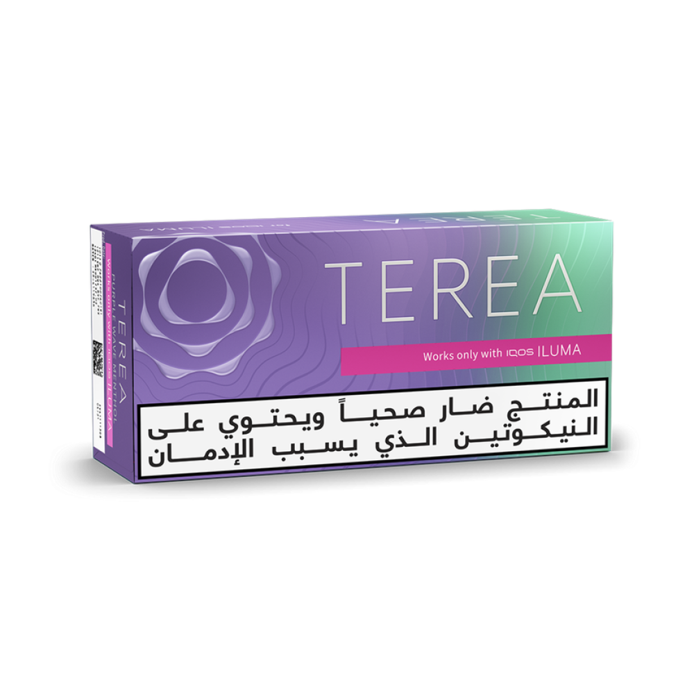 TEREA بيربل ويف منثول (١٠ عبوات) خلطة تبغ غنية مُعززة بإحساس المنثول المنعش مع نفحات خفيفة من فاكهة الغابة الداكنة.