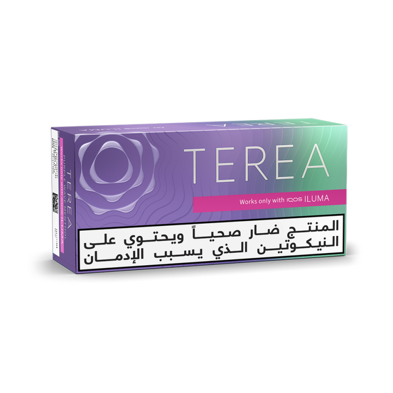 TEREA بيربل ويف منثول (١٠ عبوات) خلطة تبغ غنية مُعززة بإحساس المنثول المنعش مع نفحات خفيفة من فاكهة الغابة الداكنة.